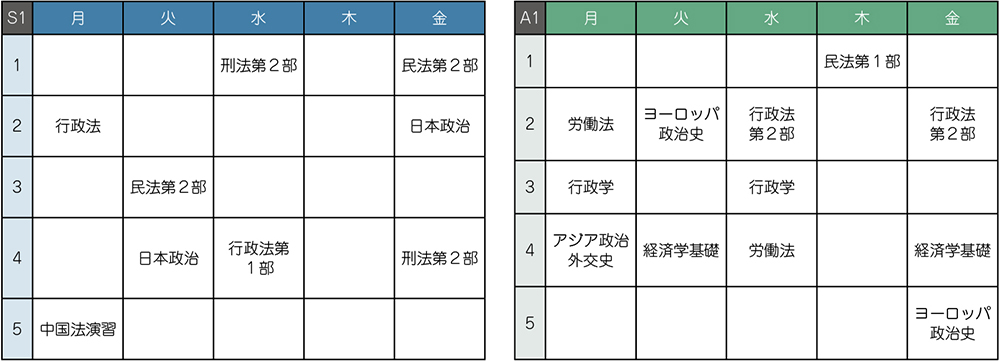 法学部時間割