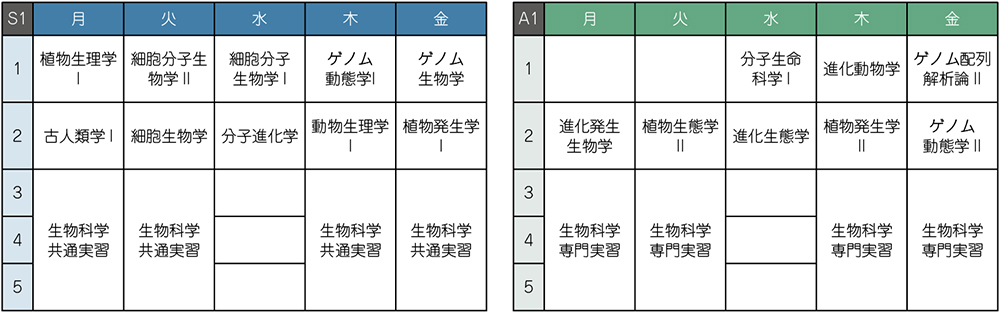 理学部時間割