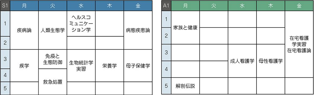 医学部時間割